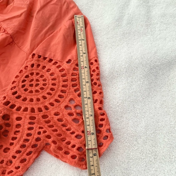 H by Halston Short Sleeve Mix Media Eyelet Cotton Blouse Top Size M - Picture 5 of 8